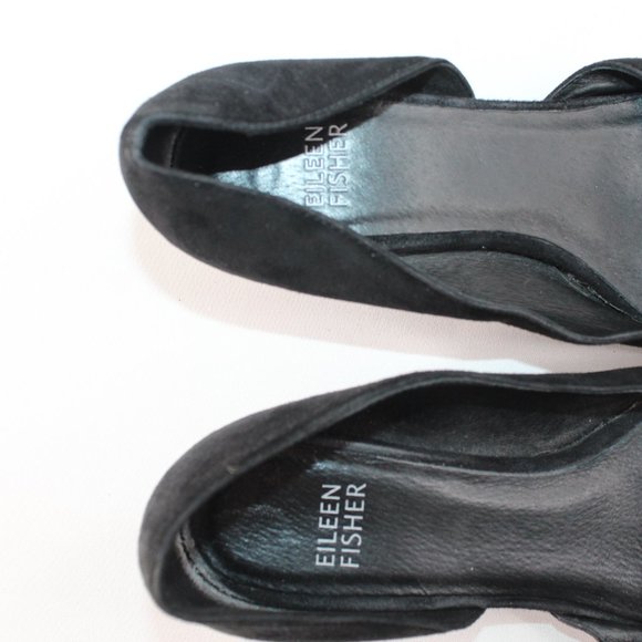 Eileen Fisher Black Suede Low Wedge Heels - Picture 11 of 12